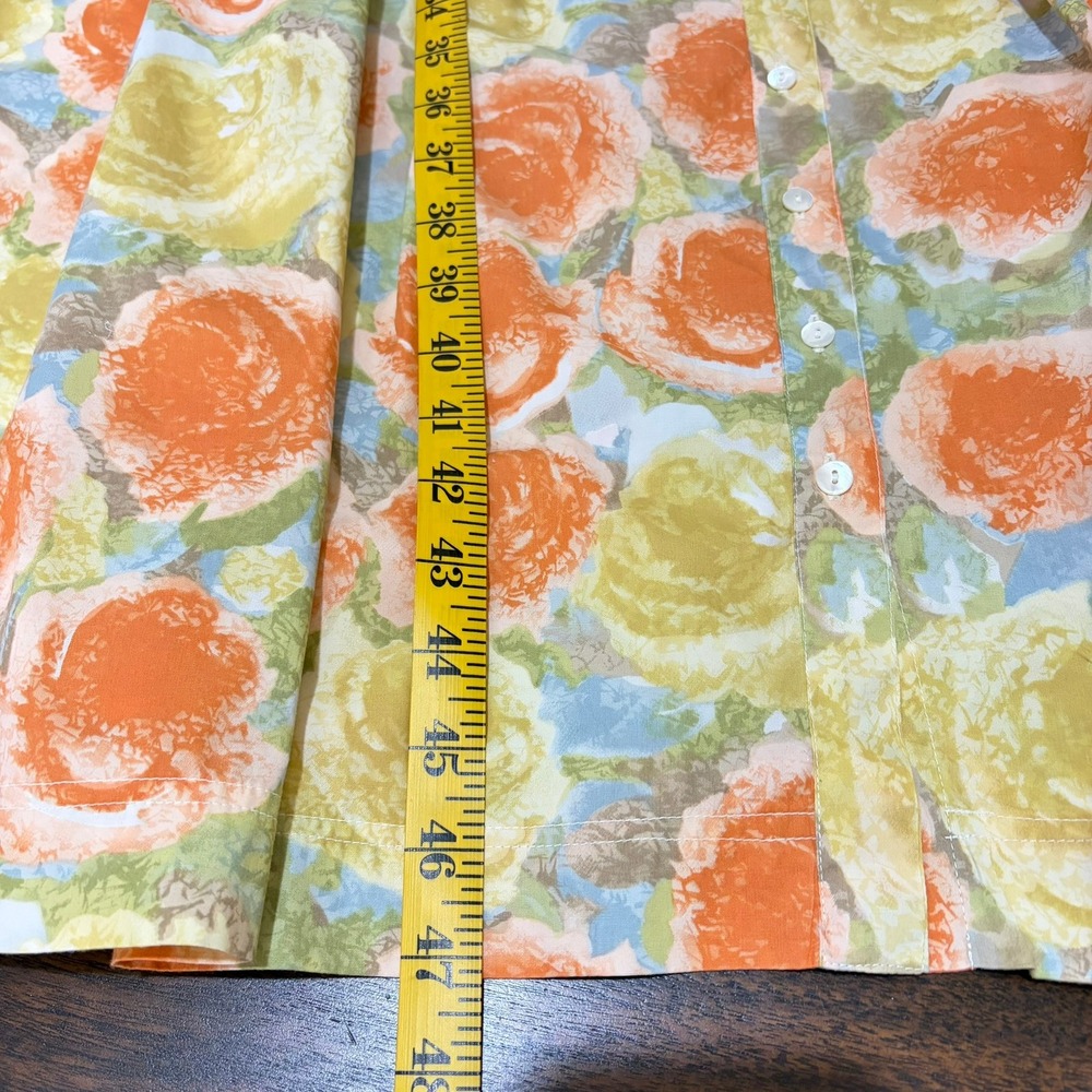 Belle Reve Floral Midi Button Up Dress XS Orange 100% Cotton Japanese Mori Girl - Picture 14 of 14
